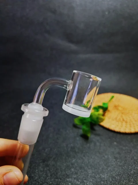 4mm Thick Base Opaque Bottom Quartz Banger - 14mm male/ 90°/4mm