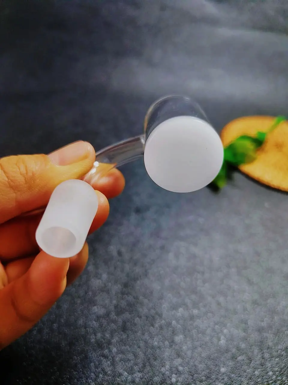 4mm Thick Base Opaque Bottom Quartz Banger - 14mm male/ 90°/4mm