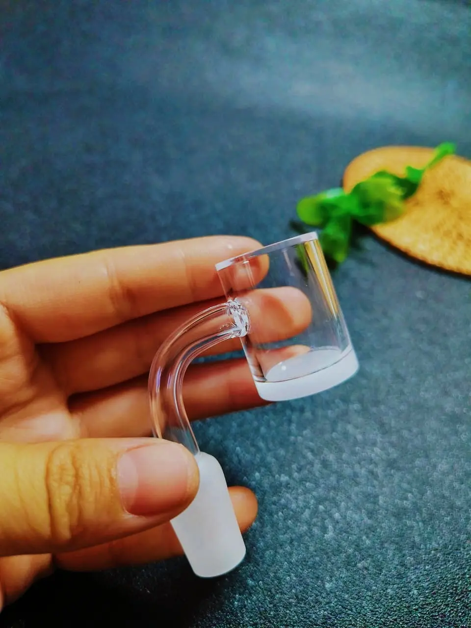 4mm Thick Base Opaque Bottom Quartz Banger - 14mm male/ 90°/4mm