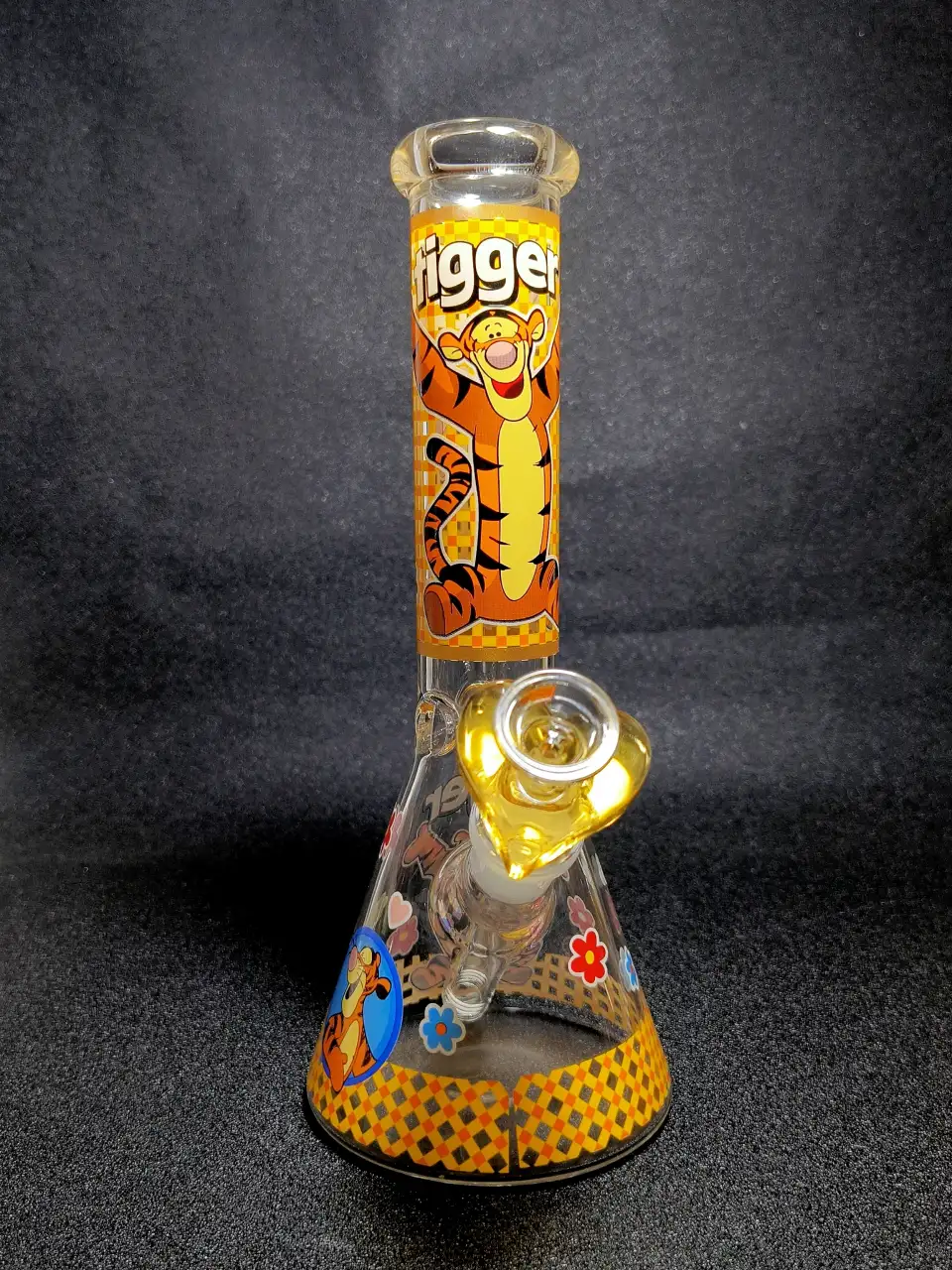 Tigger Disney Checkered Retro Flower Beaker Glass Bong