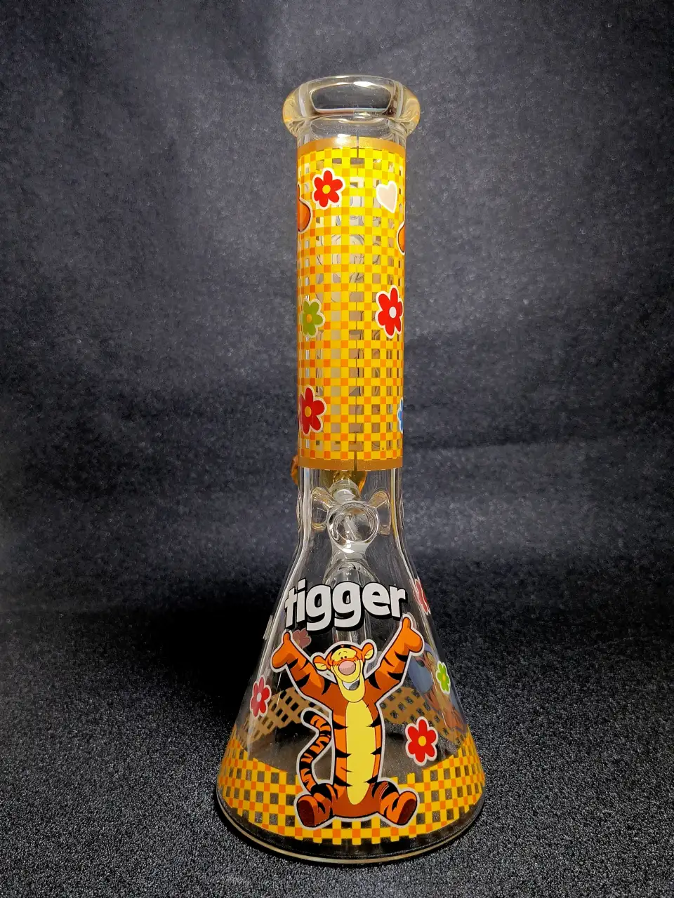 Tigger Disney Checkered Retro Flower Beaker Glass Bong