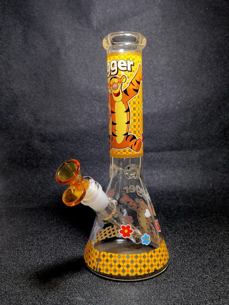 Tigger Disney Checkered Retro Flower Beaker Glass Bong