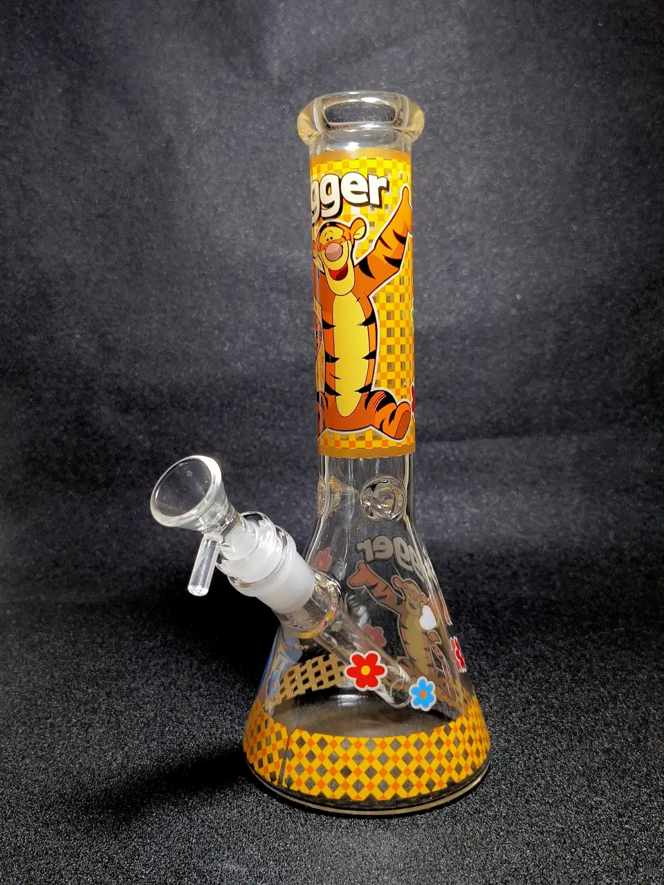 Tigger Disney Checkered Retro Flower Beaker Glass Bong