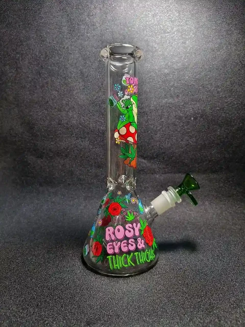 10″ Toadily Stoned Frog Mushroom Forest Beaker Glass Bong 10" Toadily Stoned Frog Mushroom Forest Beaker Glass Bong