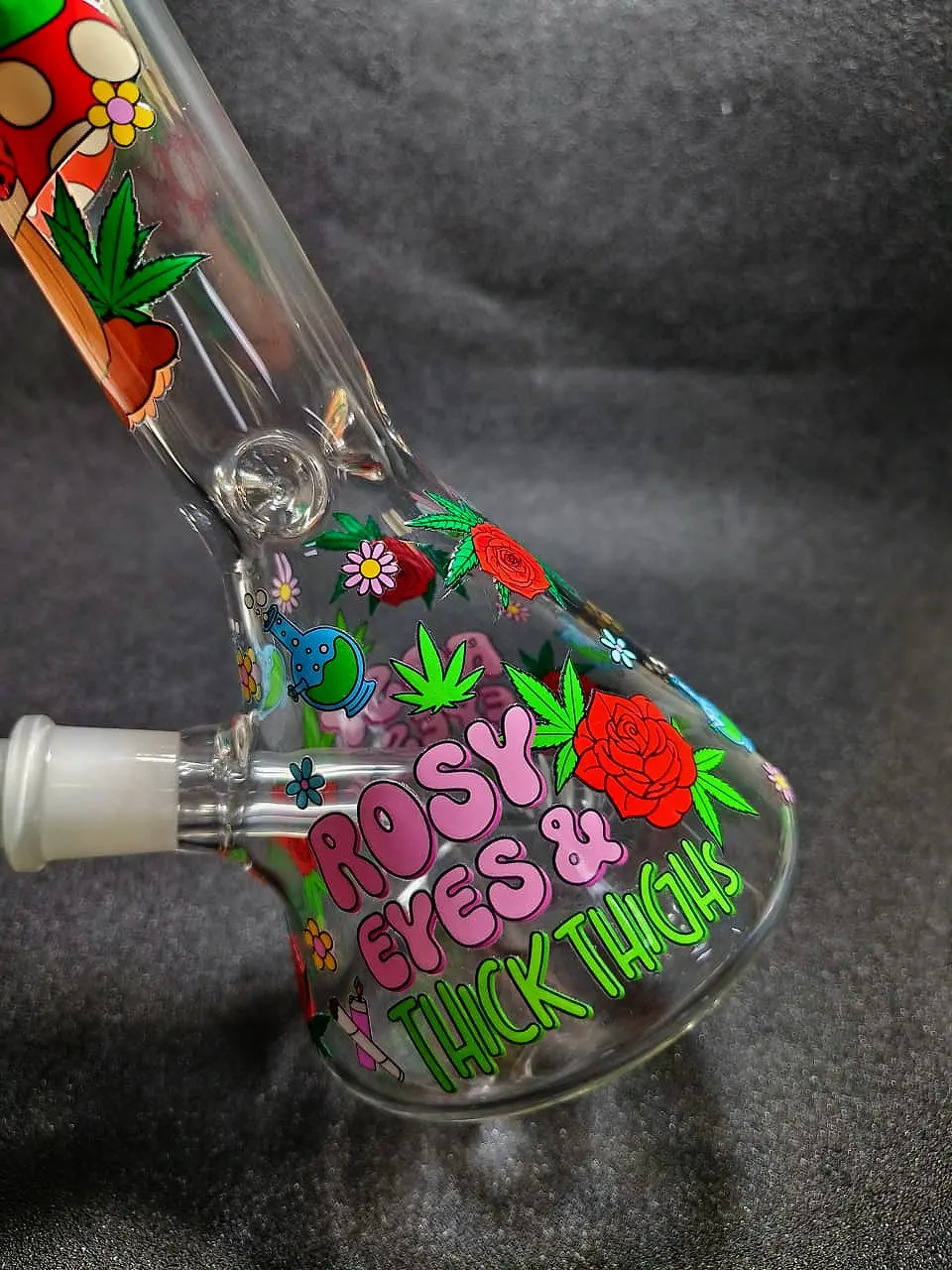 10" Toadily Stoned Frog Mushroom Forest Beaker Glass Bong