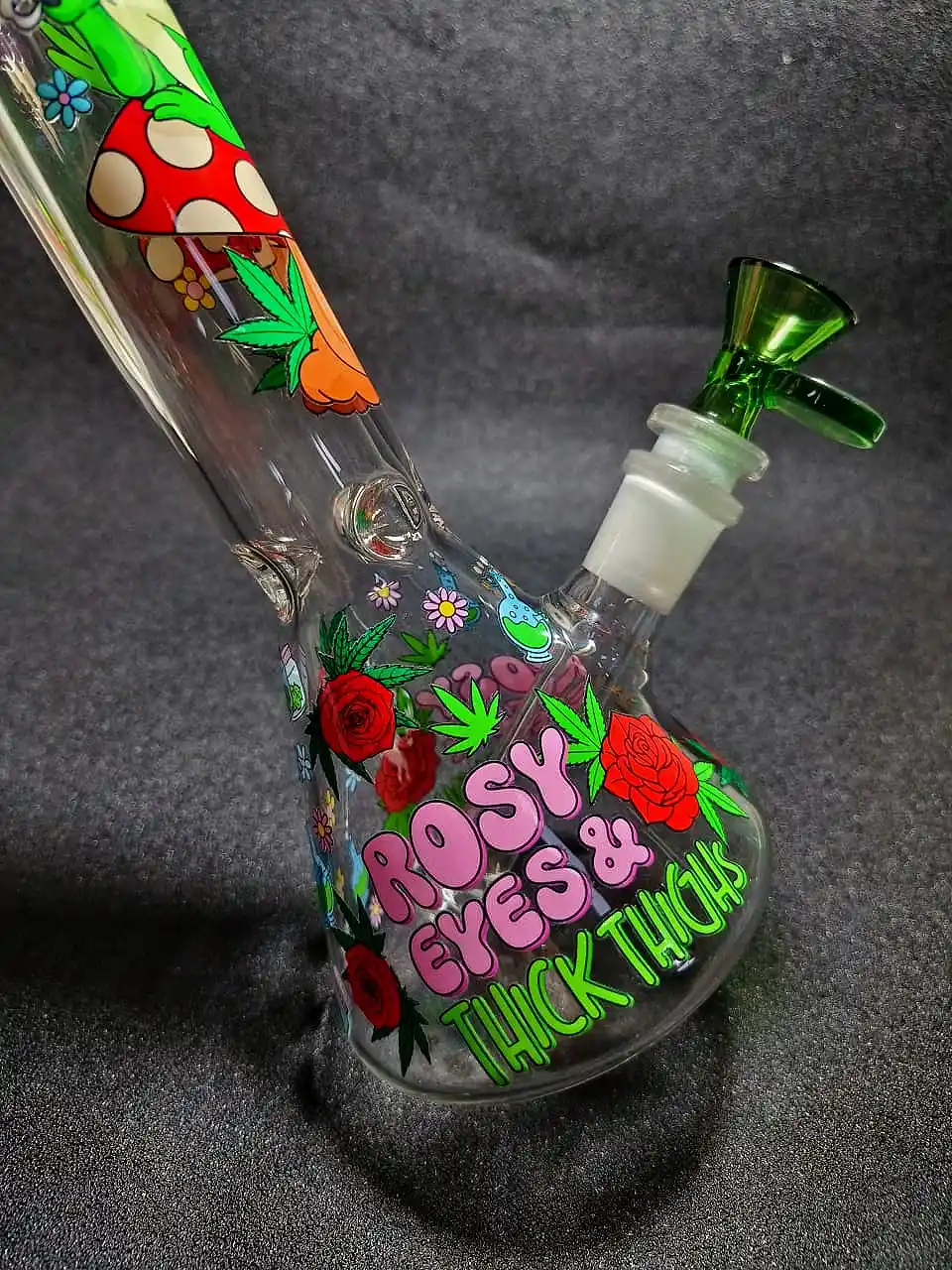 10" Toadily Stoned Frog Mushroom Forest Beaker Glass Bong