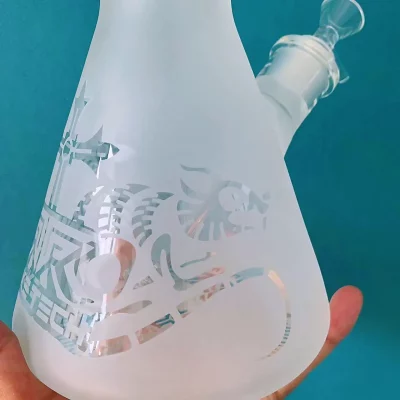 16″ Toke Tech Sandblasted 9mm Thick Glass Beaker Bong
