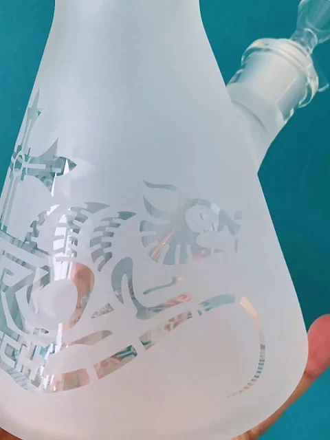 16″ Toke Tech Sandblasted 9mm Thick Glass Beaker Bong