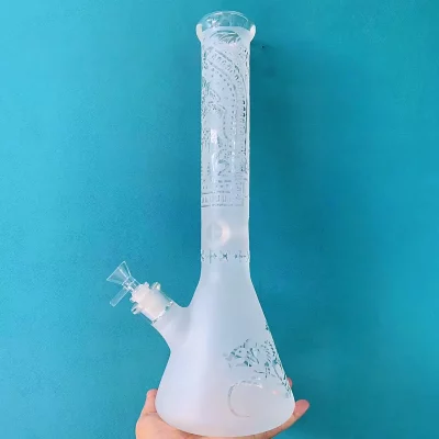 16″ Toke Tech Sandblasted 9mm Thick Glass Beaker Bong