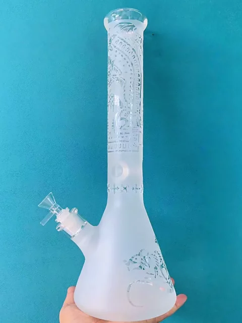 16″ Toke Tech Sandblasted 9mm Thick Glass Beaker Bong