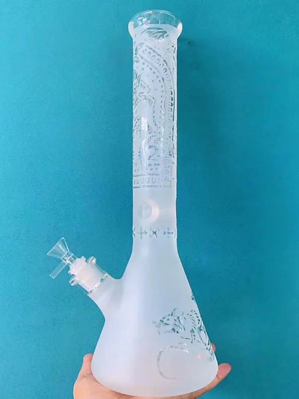 16″ Toke Tech Sandblasted 9mm Thick Glass Beaker Bong