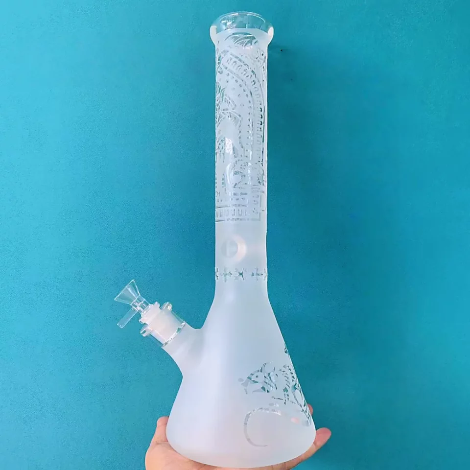 16″ Toke Tech Sandblasted 9mm Thick Glass Beaker Bong