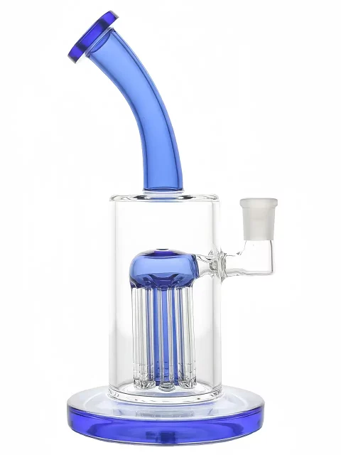 8.6" Tree Perc Bent Neck Blue Glass Bong