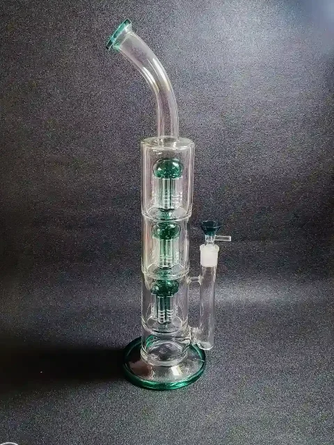 16" Triple Tree Perc Multi Chamber Glass Straight Tube Bong