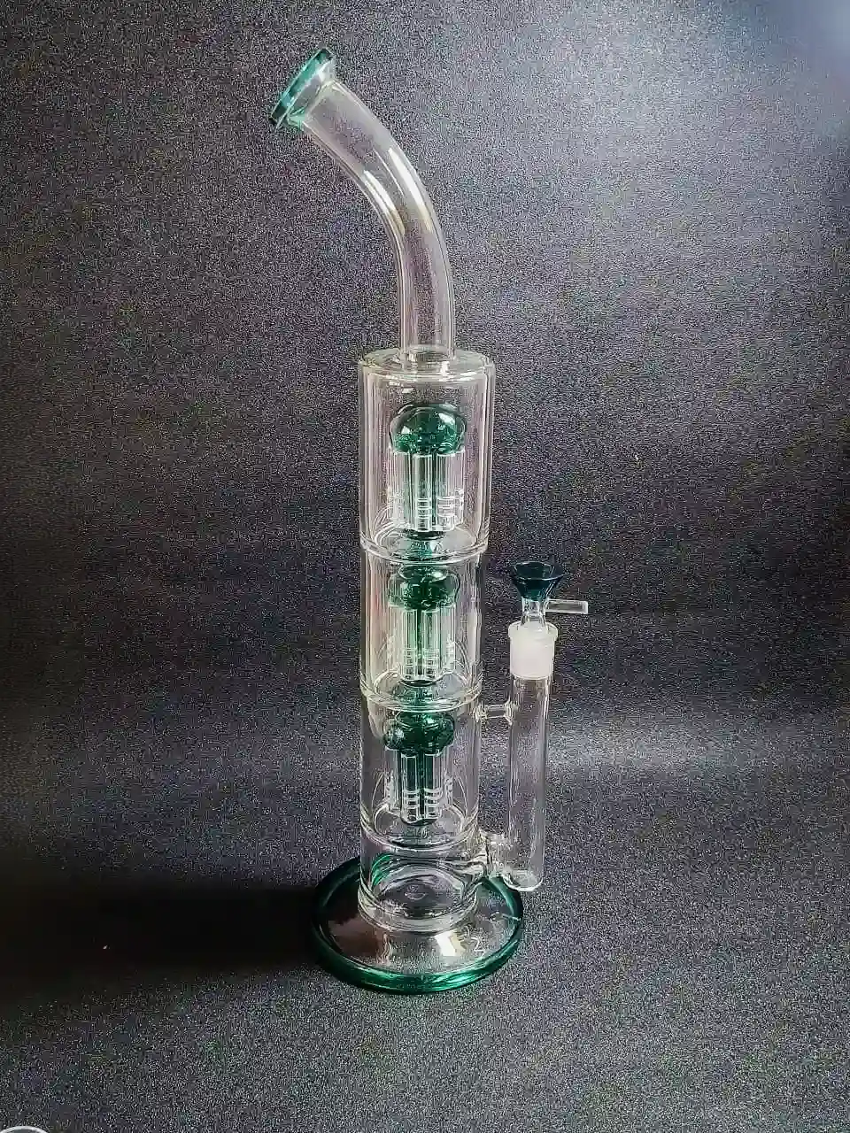 16" Triple Tree Perc Multi Chamber Glass Straight Tube Bong