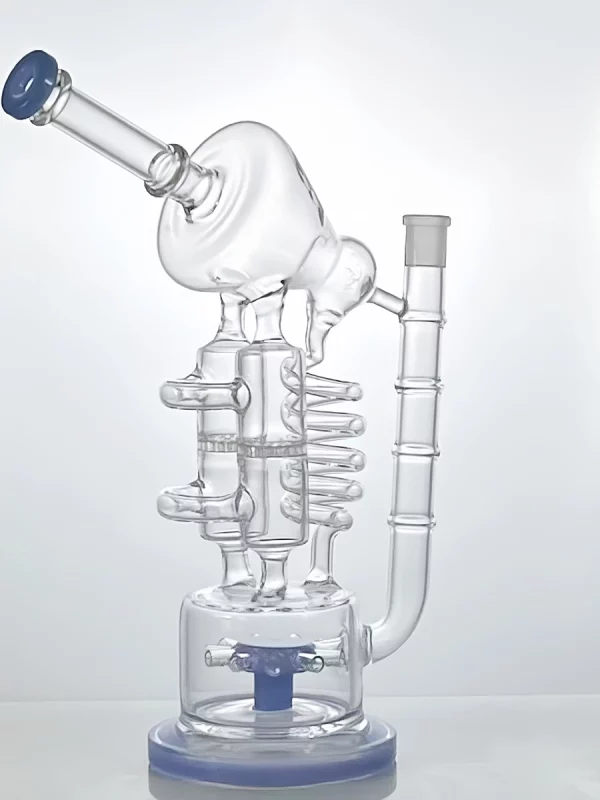 13" UFO Cogwheel Honeycomb Dual-Percolator Recycler Glass Bong