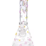 12" Unicorn Fantasy Pink Beaker Glass Bong 9mm Thick