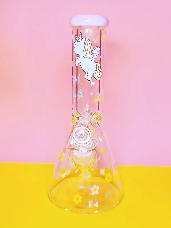 12" Unicorn Fantasy Pink Beaker Glass Bong 9mm Thick