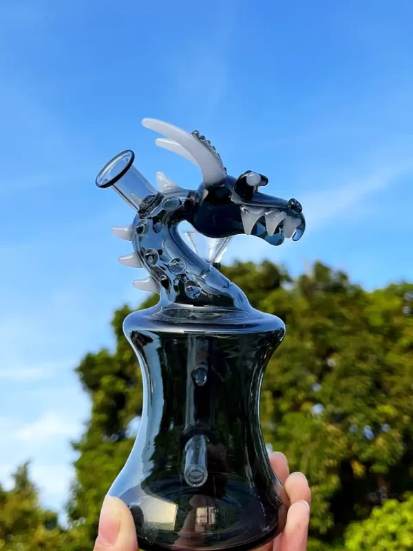 7" Unique Dragon Glass Bong/Dab Rig | Black