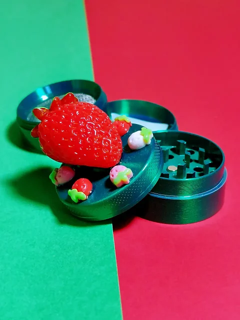 Vibrant Strawberry Mini Metal Herb Grinder