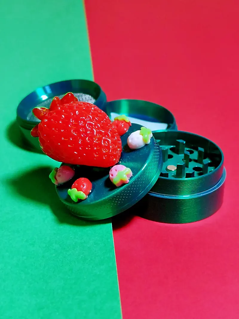 Vibrant Strawberry Mini Metal Herb Grinder