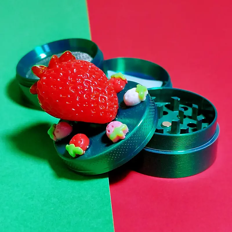 Vibrant Strawberry Mini Metal Herb Grinder