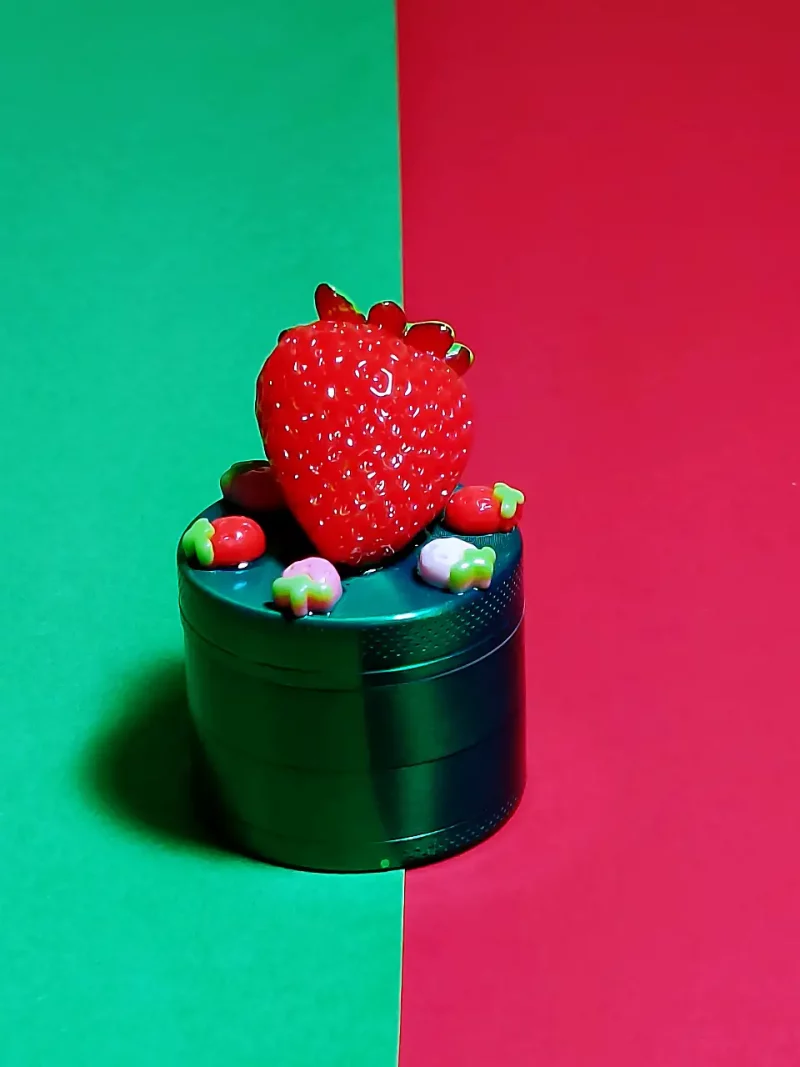 Vibrant Strawberry Mini Metal Herb Grinder