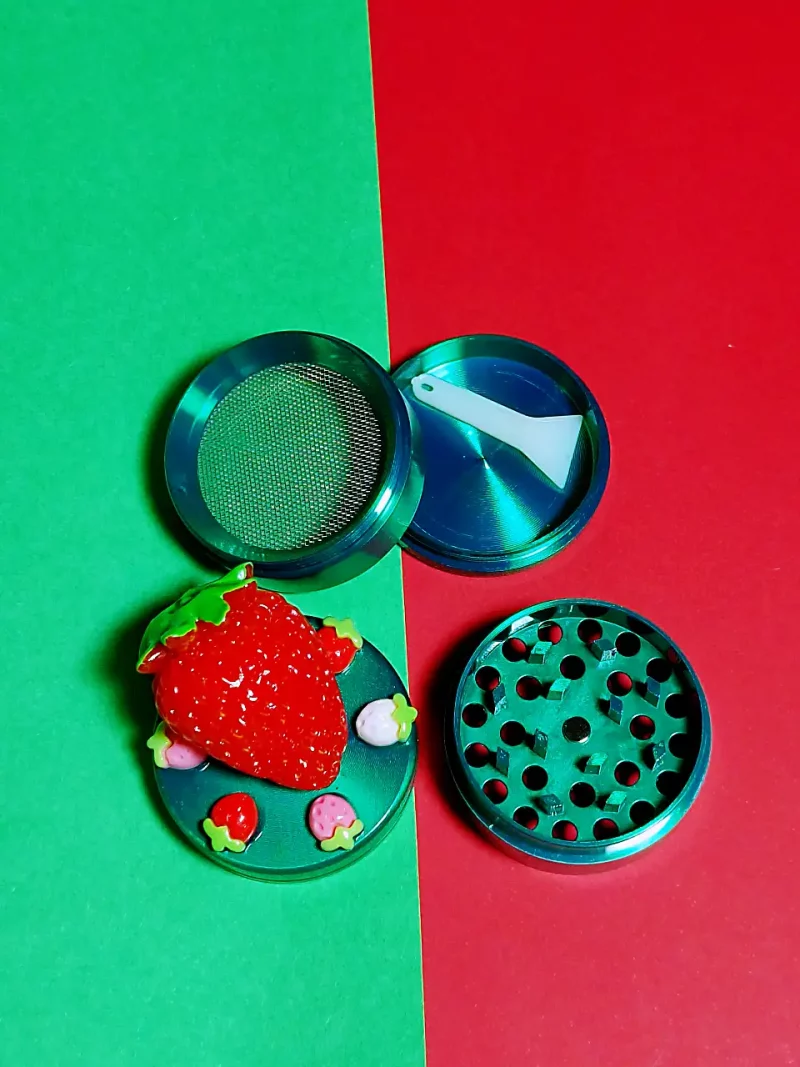 Vibrant Strawberry Mini Metal Herb Grinder