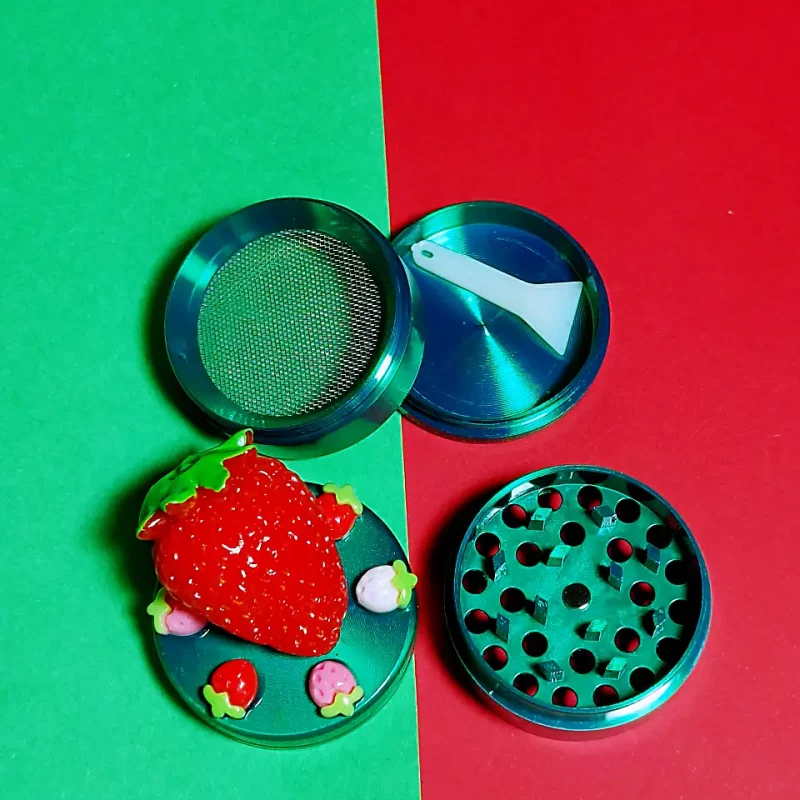 Vibrant Strawberry Mini Metal Herb Grinder
