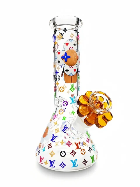 8" Vivienne Colorful & Playful Beaker Glass Bong