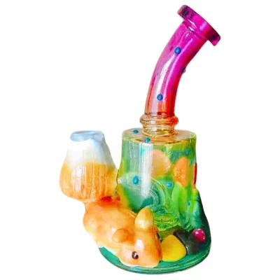 6.7" Whimsical Fox and Mushroom Glass Bong