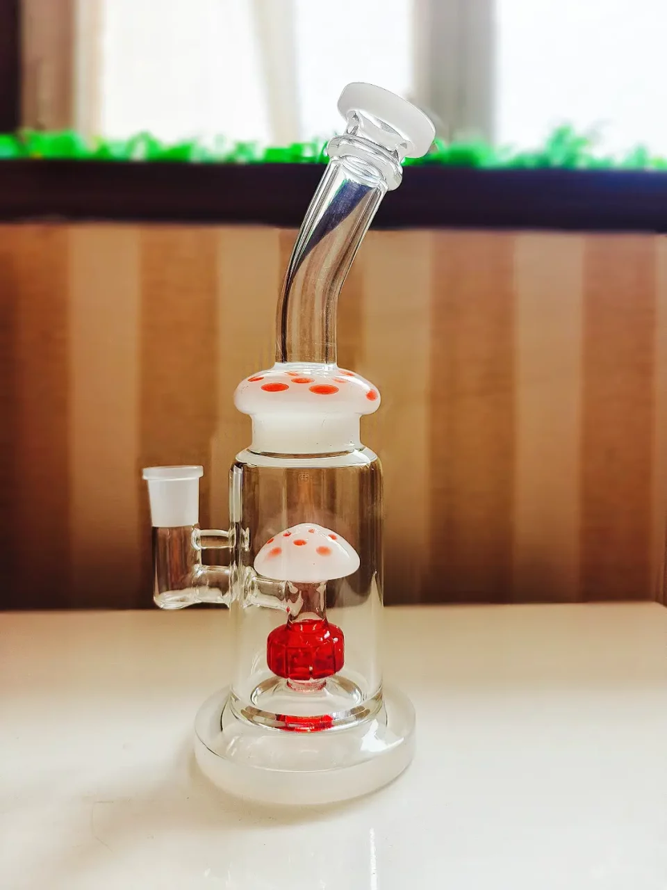 10" Whimsical Mushroom Bong with Disc Perc