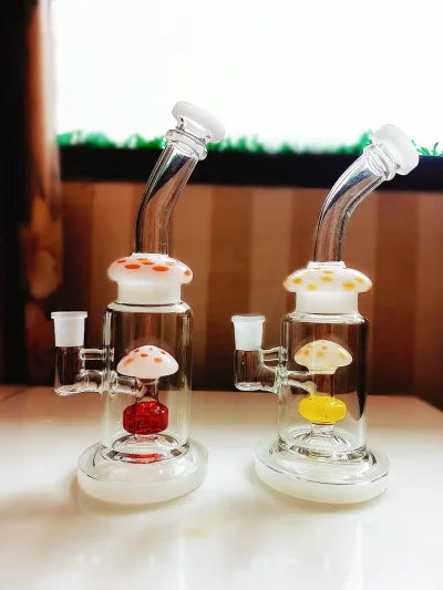 10" Whimsical Mushroom Bong with Disc Perc