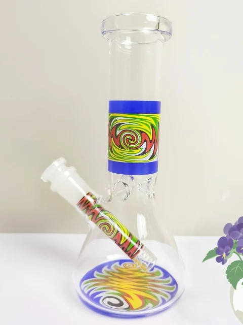 8" Wig-Wag Decal Glass Beaker Bong