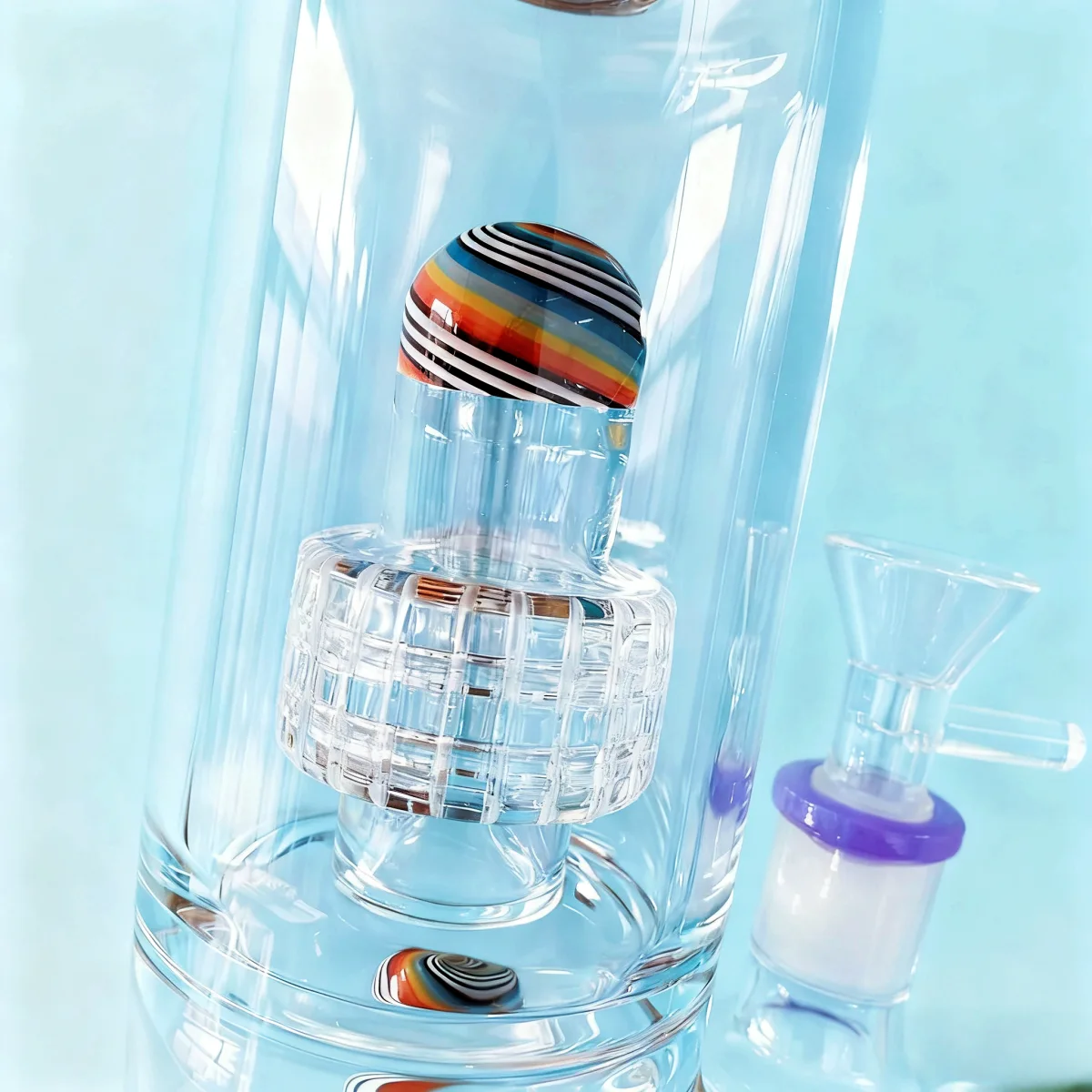 14" Wig Wag Dual Perc Glass Bong with Matrix & Conical