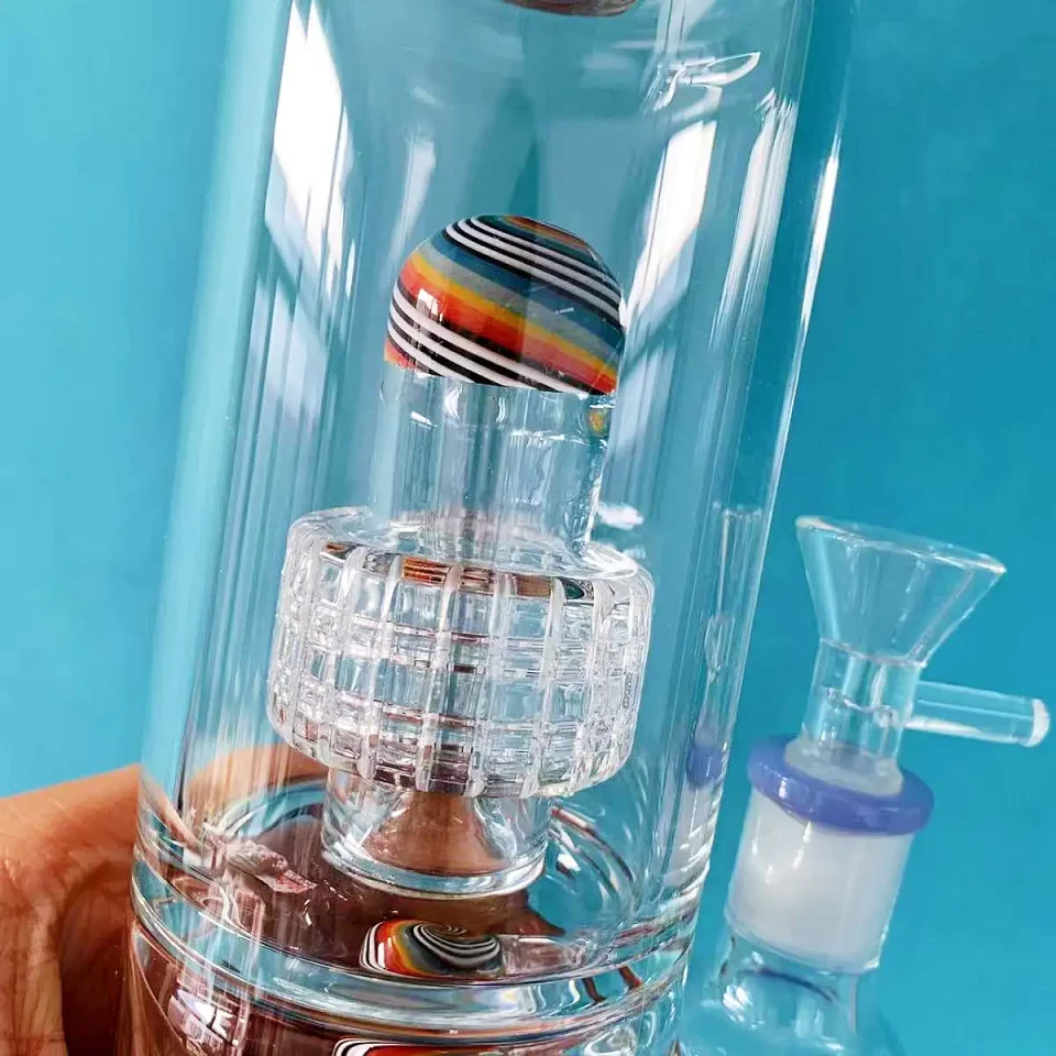 14" Wig Wag Dual Perc Glass Bong with Matrix & Conical