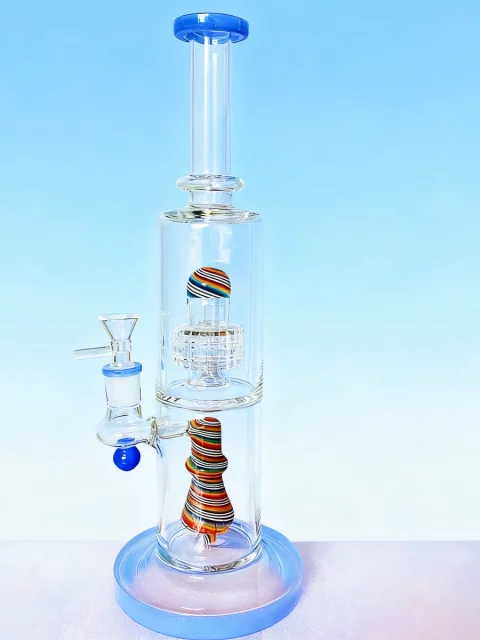 14" Wig Wag Dual Perc Glass Bong with Matrix & Conical