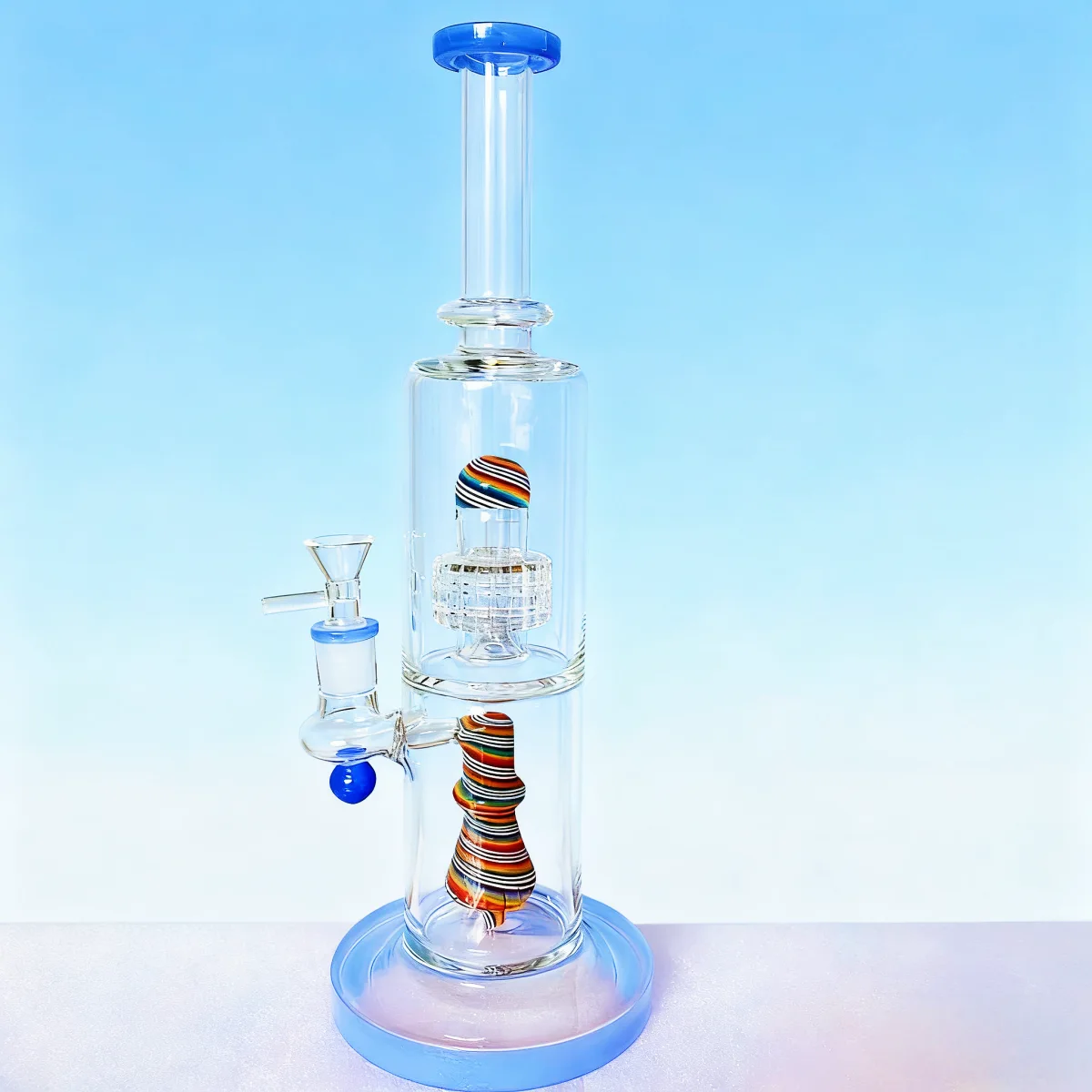 14" Wig Wag Dual Perc Glass Bong with Matrix & Conical