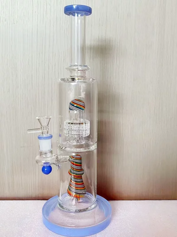 14" Wig Wag Dual Perc Glass Bong with Matrix & Conical