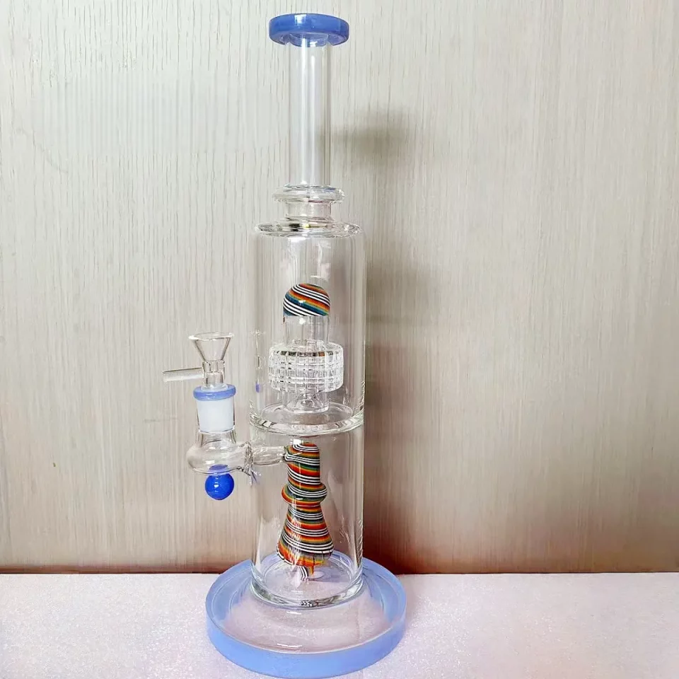 14" Wig Wag Dual Perc Glass Bong with Matrix & Conical