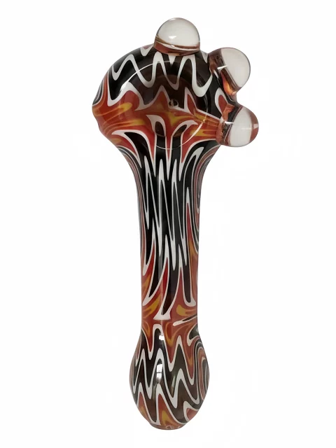 4.7" Psychedelic Wig Wag Spoon Pipe with Triple Marbles