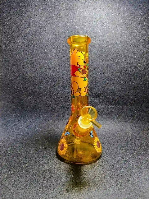 10" Winnie the Pooh Sunflower Field Honey Beaker Glass Bong