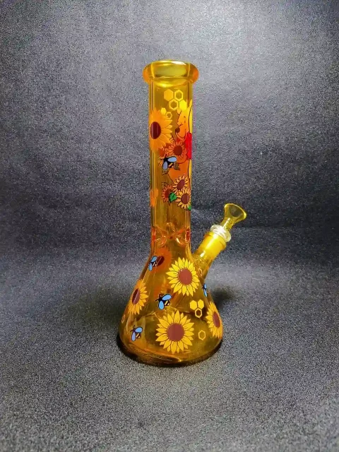 10″ Winnie the Pooh Sunflower Field Honey Beaker Glass Bong 10" Winnie the Pooh Sunflower Field Honey Beaker Glass Bong