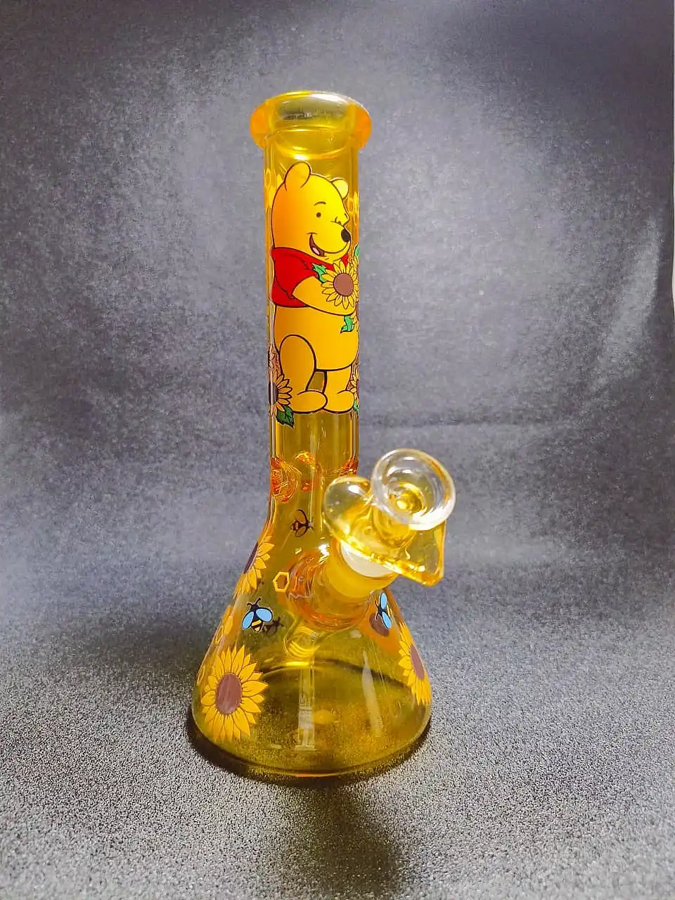 10" Winnie the Pooh Sunflower Field Honey Beaker Glass Bong