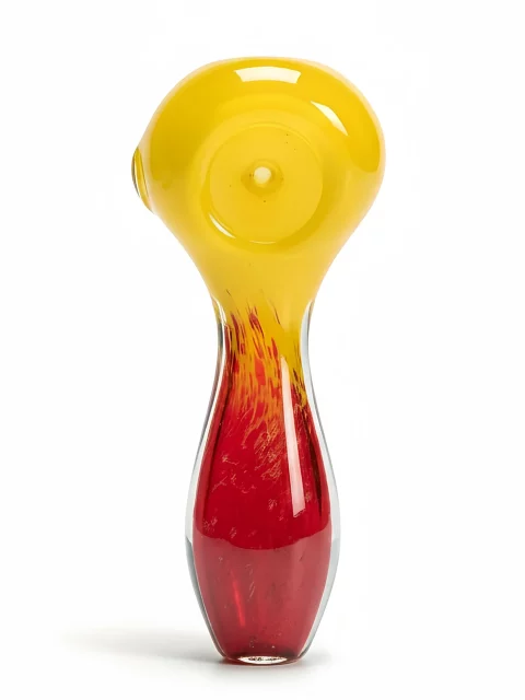 4" Yellow-to-gem-red Gradient Glass Spoon Pipe