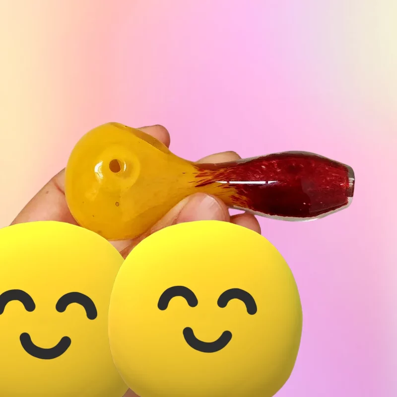 4" Yellow-to-gem-red Gradient Glass Spoon Pipe