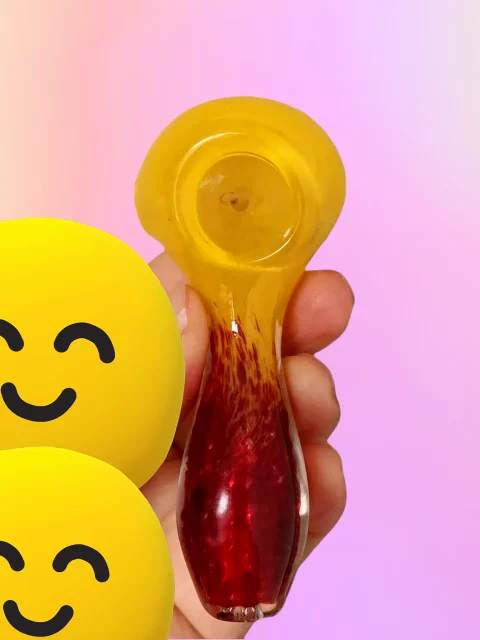 4" Yellow-to-gem-red Gradient Glass Spoon Pipe