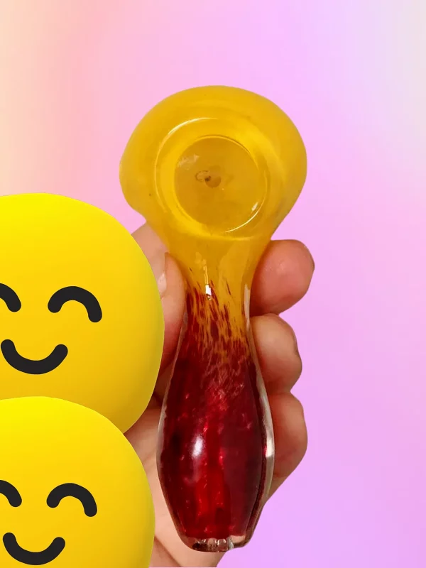 4" Yellow-to-gem-red Gradient Glass Spoon Pipe