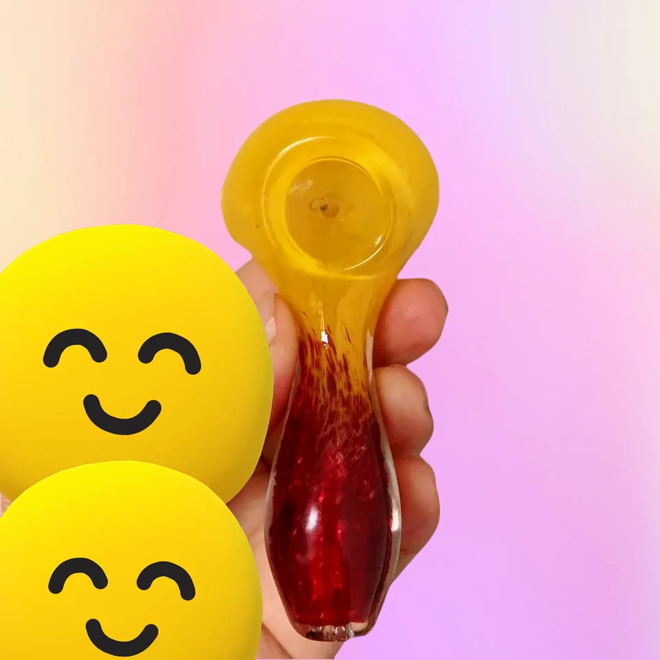 4" Yellow-to-gem-red Gradient Glass Spoon Pipe