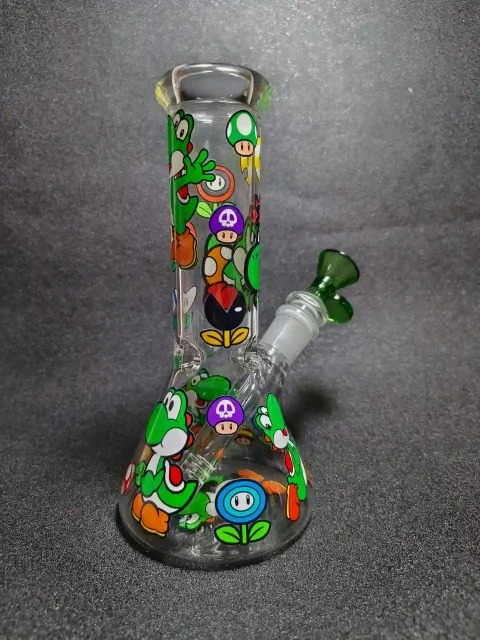 Yoshi Super Mario Adventure Beaker Glass Bong Yoshi Super Mario Adventure Beaker Glass Bong